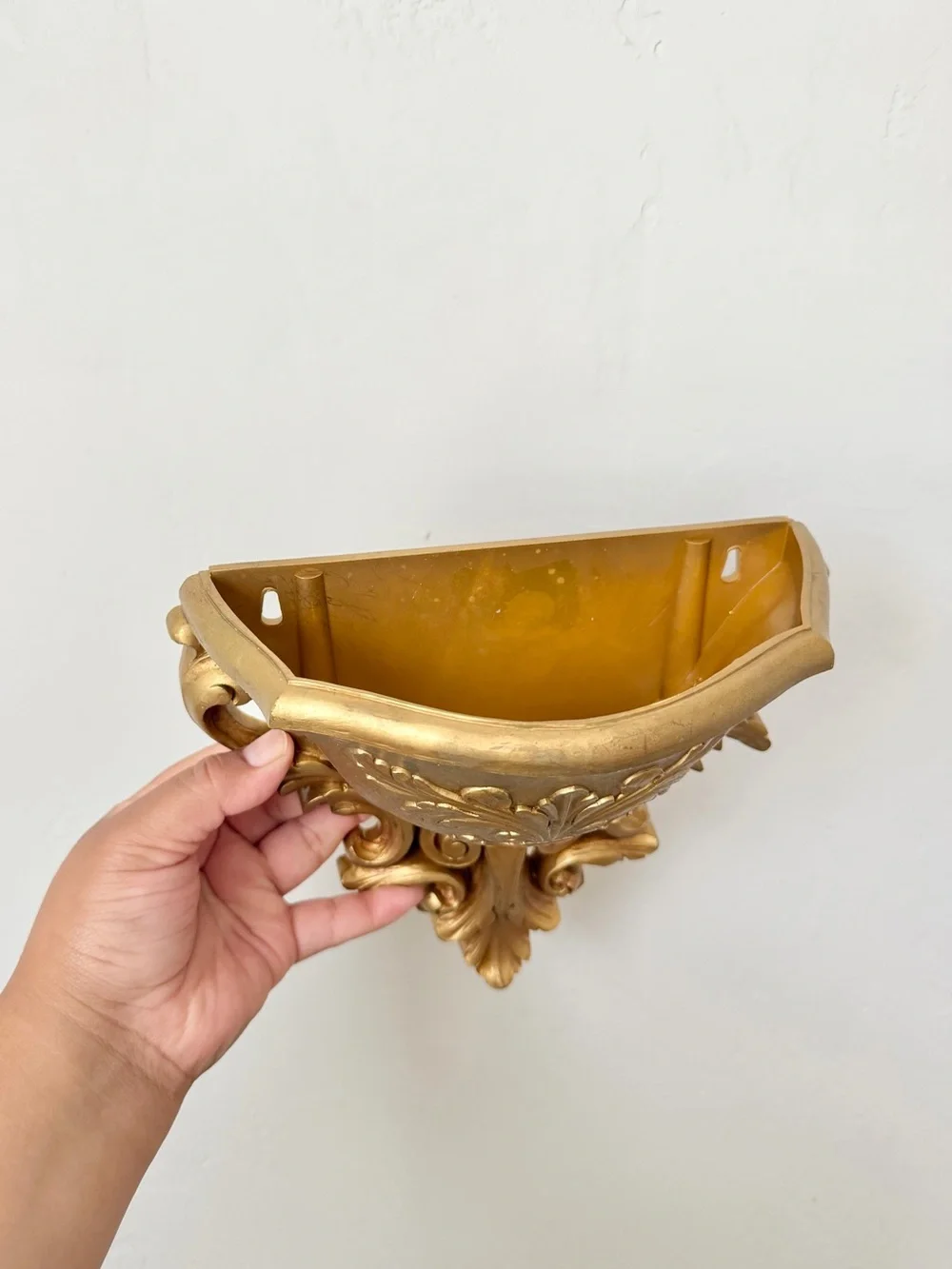 Vintage HOMCO Gold Wall Hanging Planter
